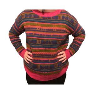 Wild Fable Brand Size Large Pink Brown Blue Purple Knit Sweater